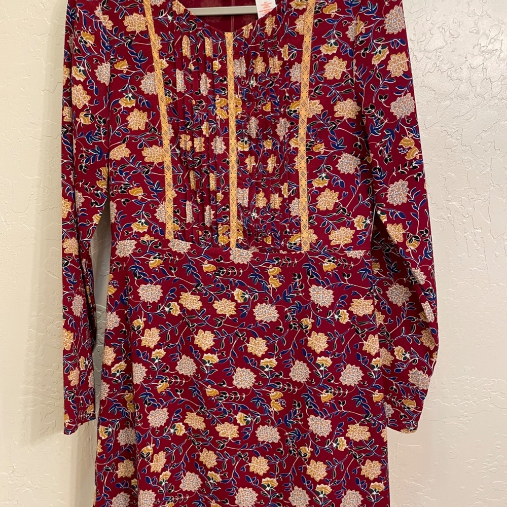Esley burgundy floral dress
